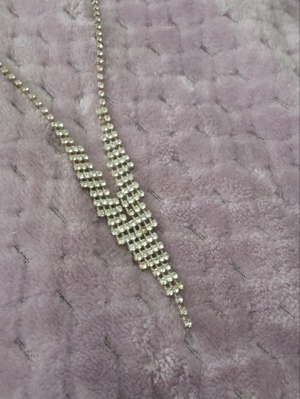 Vintage Silver Crystal Cascade Y Necklace - Picture 2 of 4